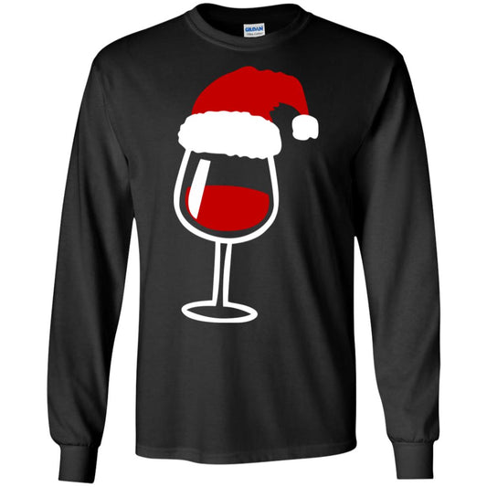 Twinkle Red Wine Glass Santa Hat X-mas Gift Shirt Black