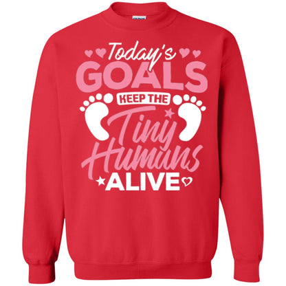 Mommy T-shirt Today_s Goal Keep The Tiny Humans Alive Red