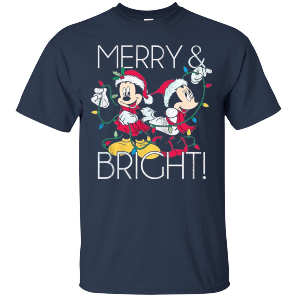 Disney Mickey Mouse T-shirt Merry And Bright Christmas Navy