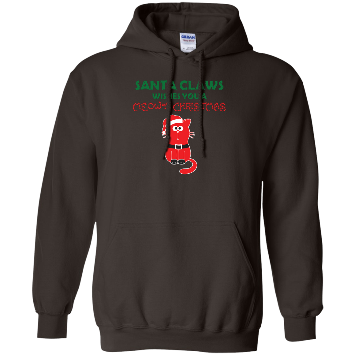 Christmas T-shirt Santa Claws Wishes You A Meowy Christmas Dark Chocolate
