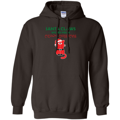 Christmas T-shirt Santa Claws Wishes You A Meowy Christmas Dark Chocolate