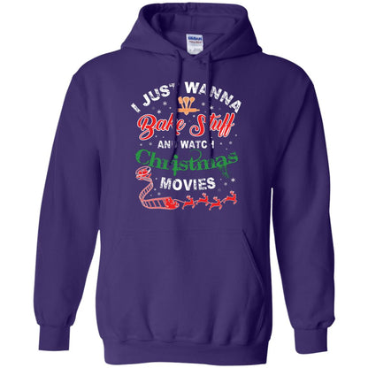 I Just Wanna Bake Stuff And Watch Christmas Movies Shirt Purple
