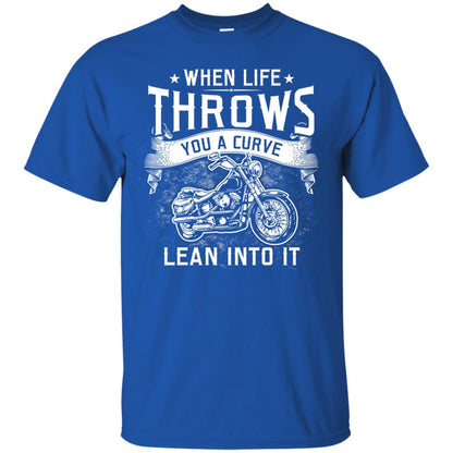 When Life Throws You A Curve Lean Into It Motorcycle Shirt Royal