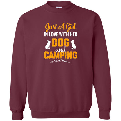 Just A Girl In Love With Her Dog And Camping Dog Lover T-shirt Maroon