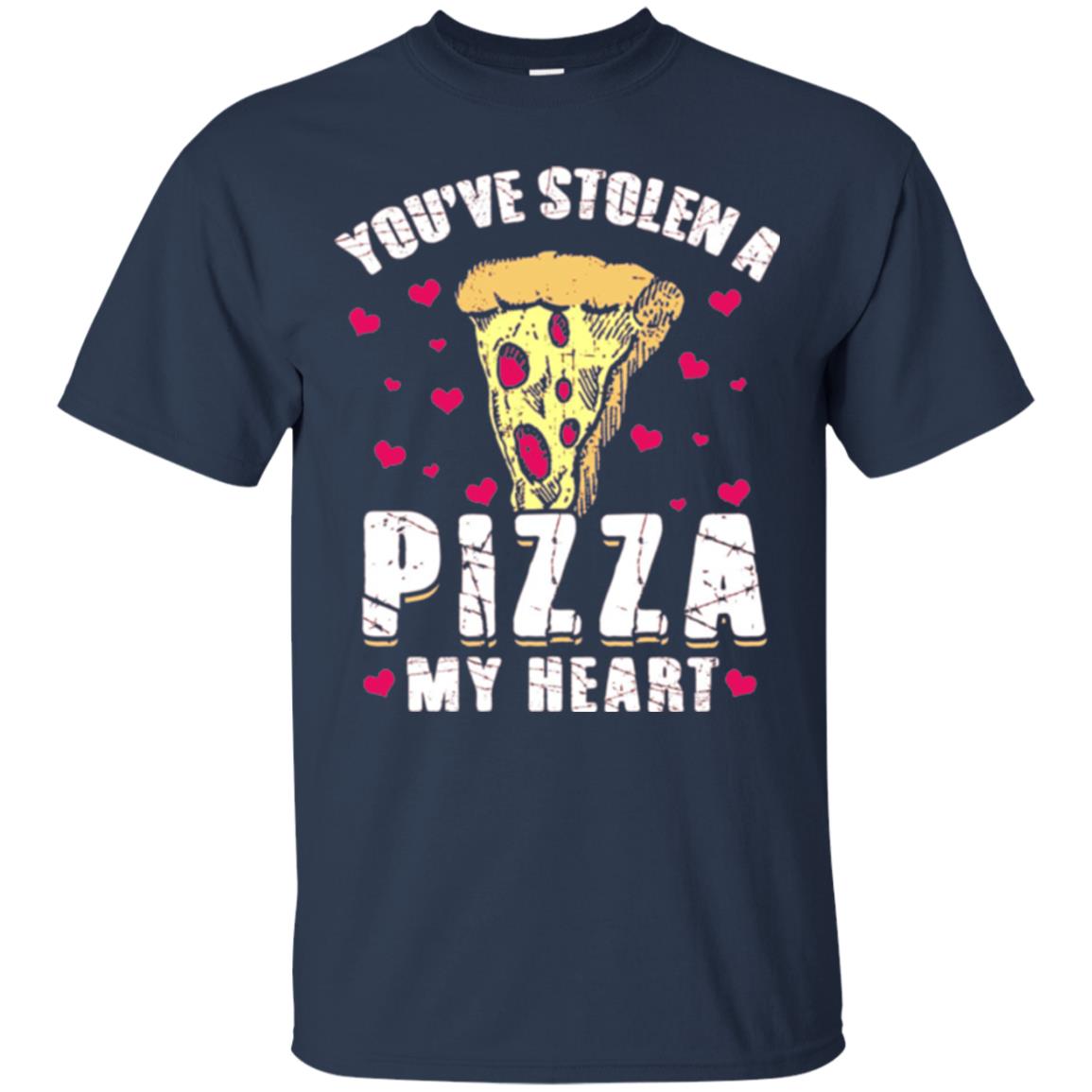 Funny Valentines Day Shirt Food Gift You_ve Stolen Pizza My Heart Navy