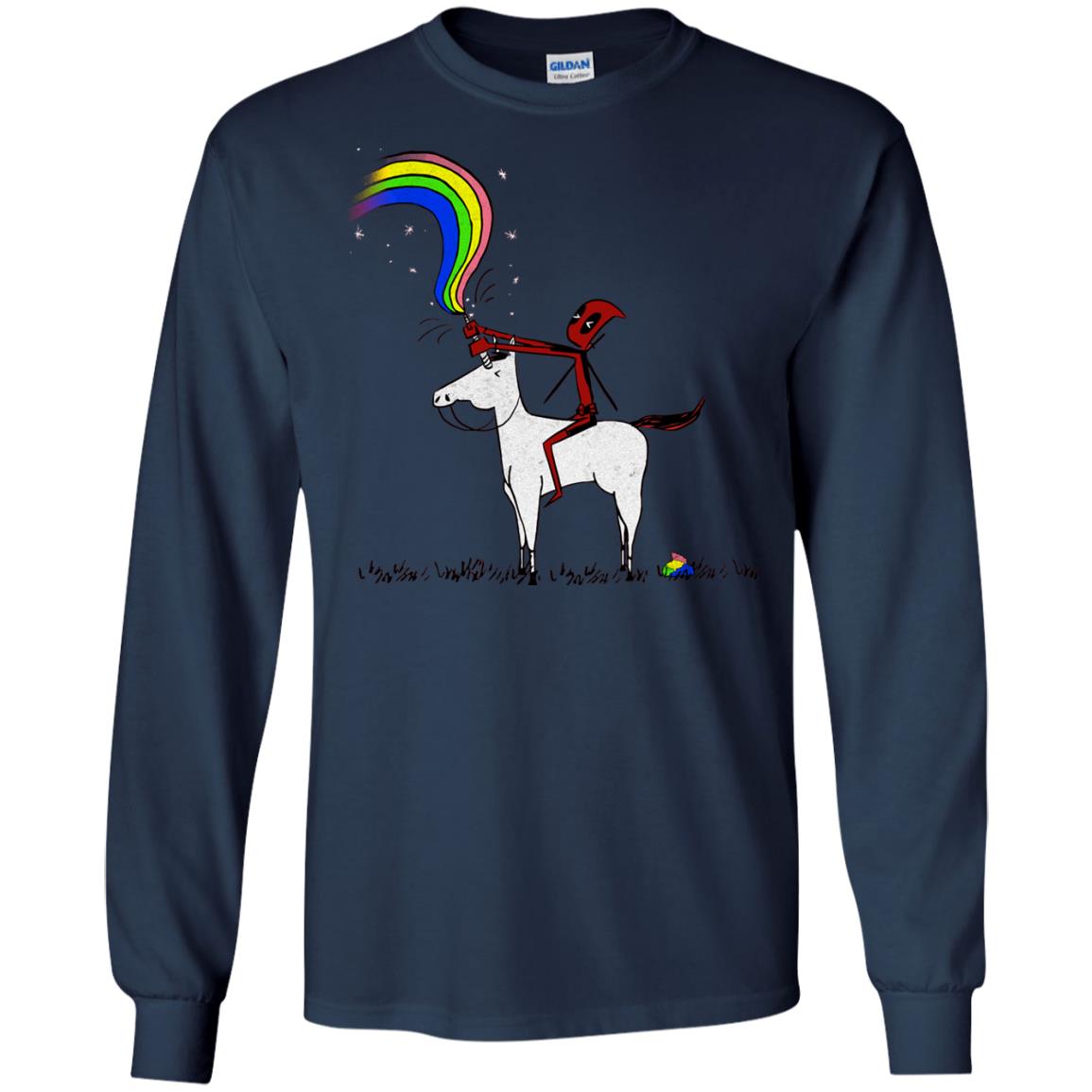 Deadpool With Unicorn Movie T-shirt Navy