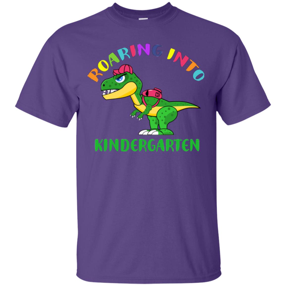 Roaring Into Kindergarten Happy First Day Of School Shirt Purple