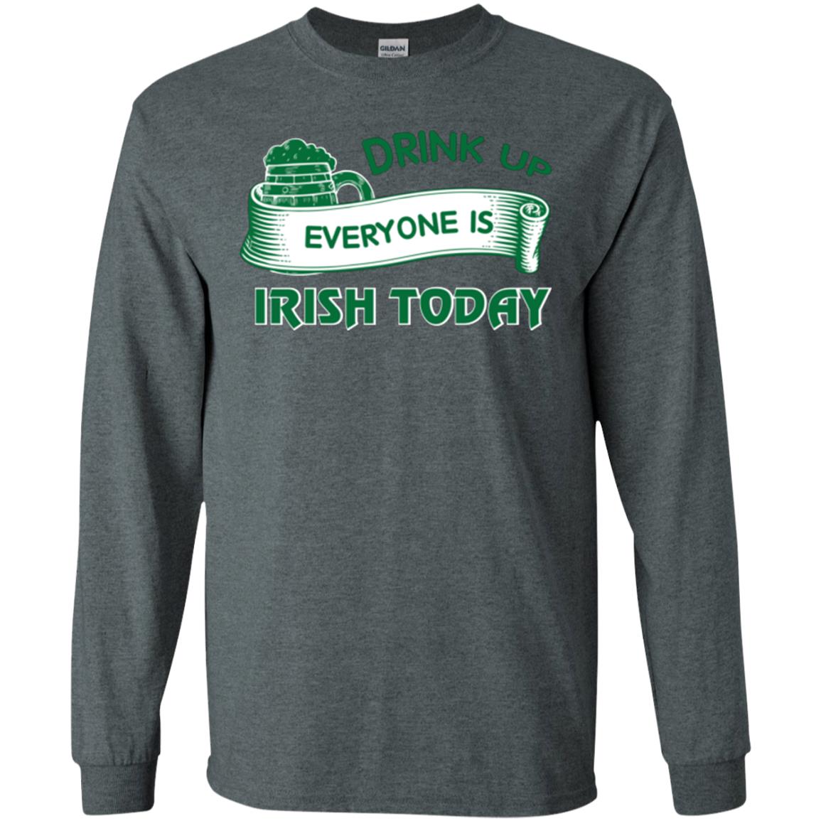 Saint Patrick's Day T-shirt Drink Up Everyone Is Irish Today Dark Heather