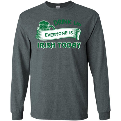 Saint Patrick's Day T-shirt Drink Up Everyone Is Irish Today Dark Heather