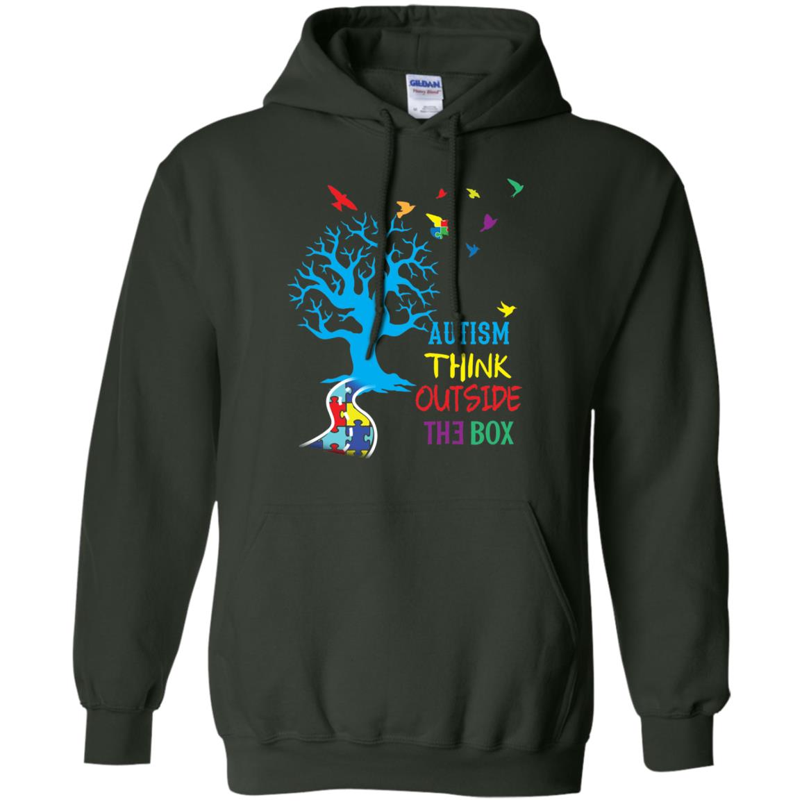 Autism Awareness T-shirt Autism Think Outside Forest Green