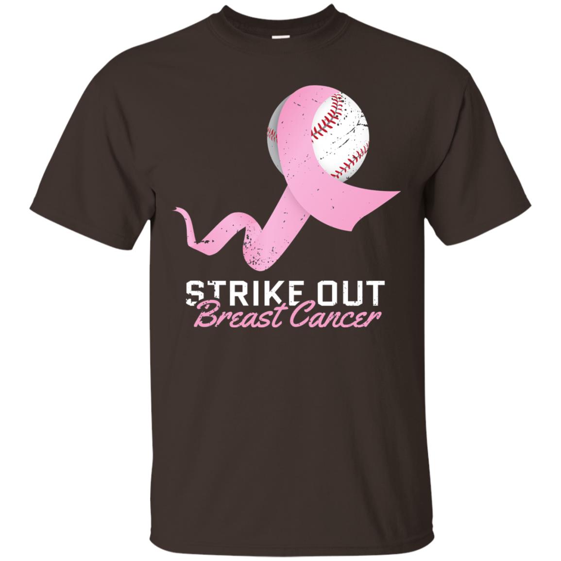 Strike Out Breast Cancer T-shirt Pink Ribbon And Baseball Dark Chocolate
