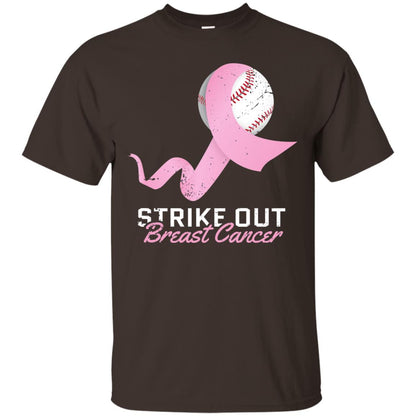 Strike Out Breast Cancer T-shirt Pink Ribbon And Baseball Dark Chocolate