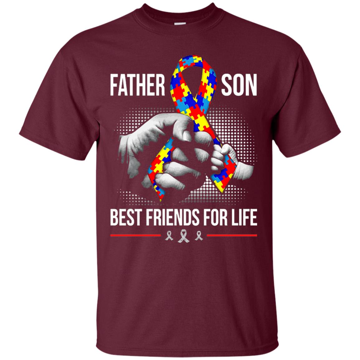 Father And Son Best Friends For Life Autism Awareness T-shirt Maroon
