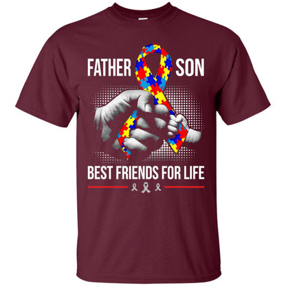 Father And Son Best Friends For Life Autism Awareness T-shirt Maroon