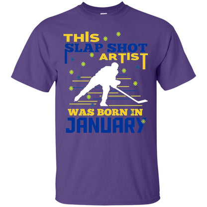 Hockey Lover T-shirt This Slap Shot Was Born In January Purple