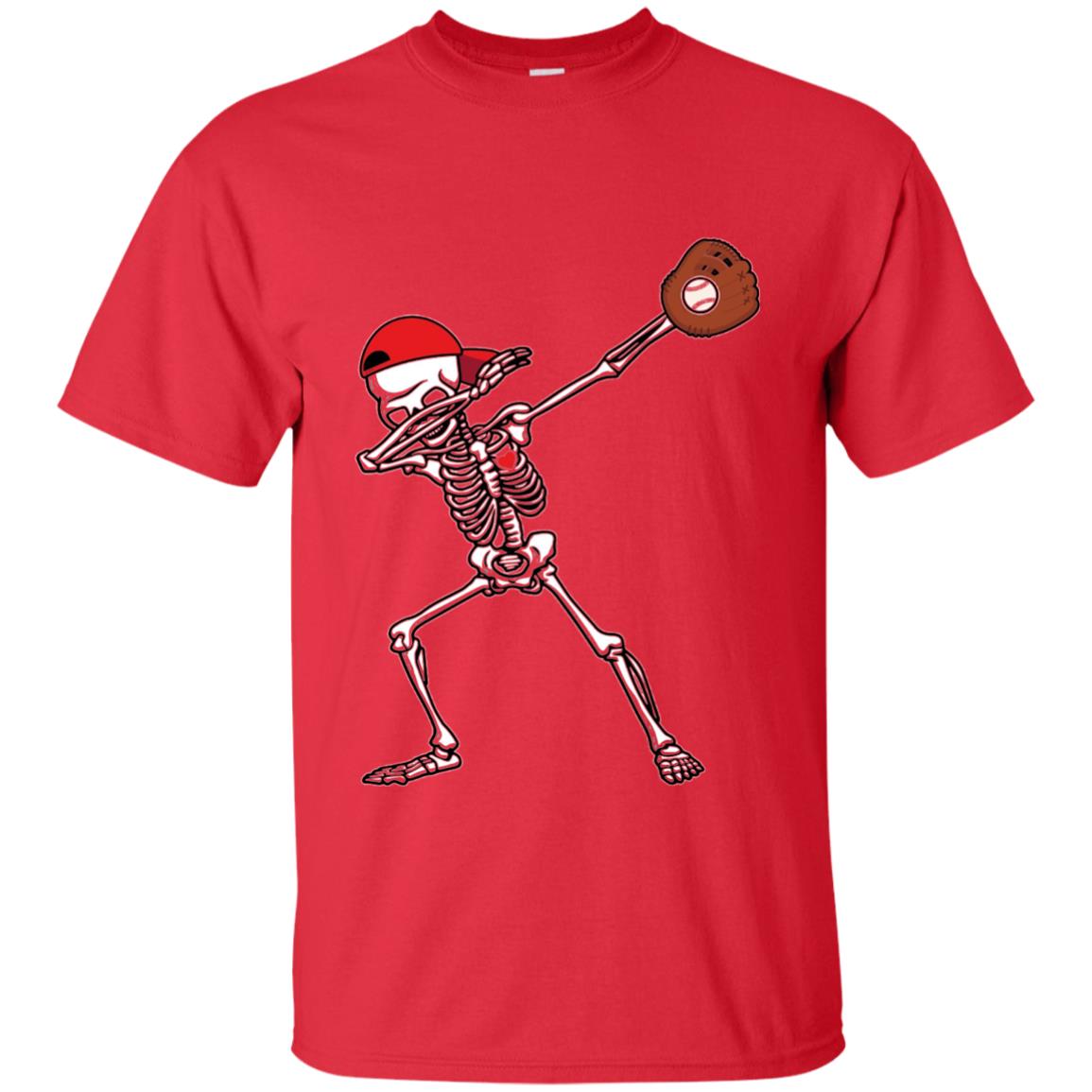 Dabbing Skeleton Baseball Lover T-shirt Red