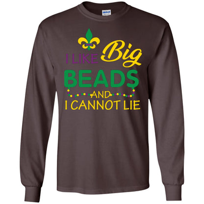 Mardi Gras T-shirt I Like Big Beads And I Cannot Lie Dark Chocolate
