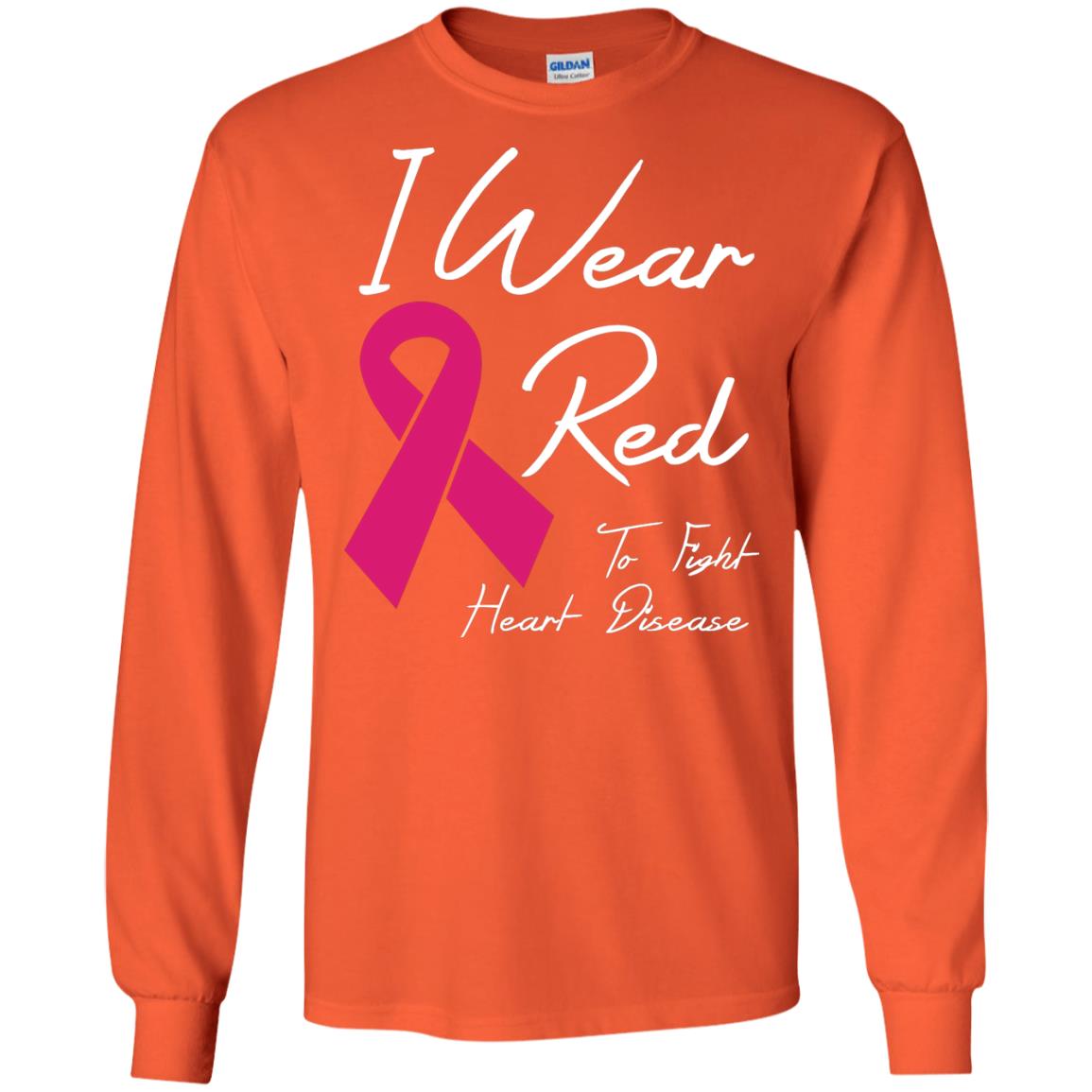I Wear Red To Fight Heart Disease T-shirt Orange