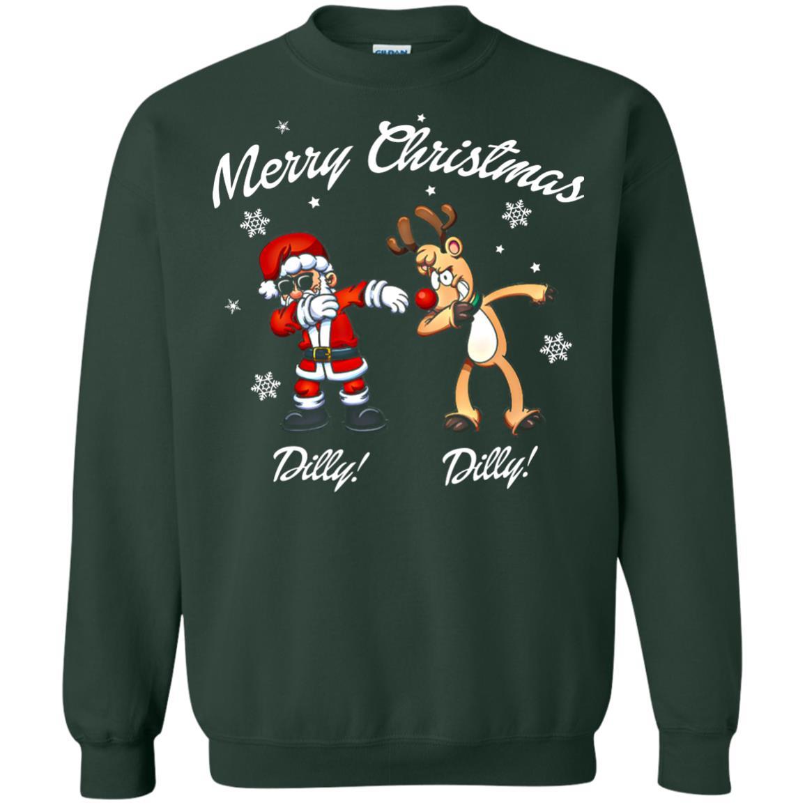Christmas T-shirt Santa And Reindeer Dilly Dilly