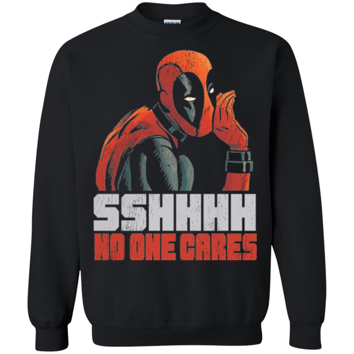 Marvel Deadpool T-shirt Sshhhh No One Cares Whisper Graphic Black