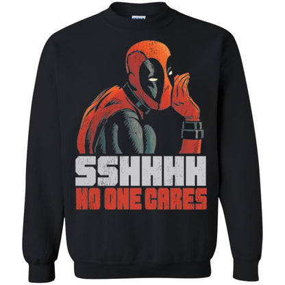 Marvel Deadpool T-shirt Sshhhh No One Cares Whisper Graphic Black