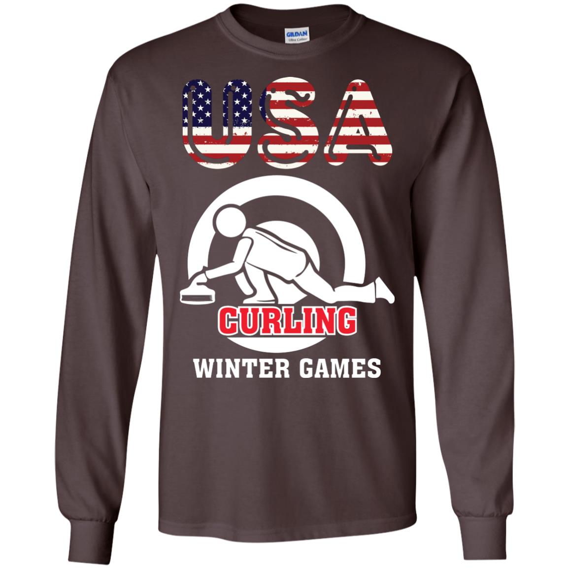 Usa Curling Winter Games Curling Lover T-shirt Dark Chocolate