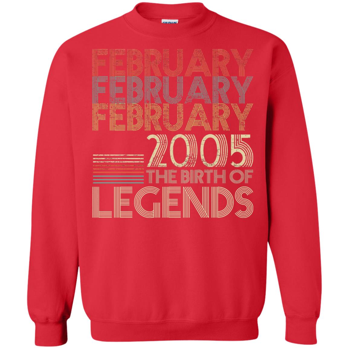 February Retro Classic Vintage 2005 The Birth Of Legends 13th Birthday T-shirt Red