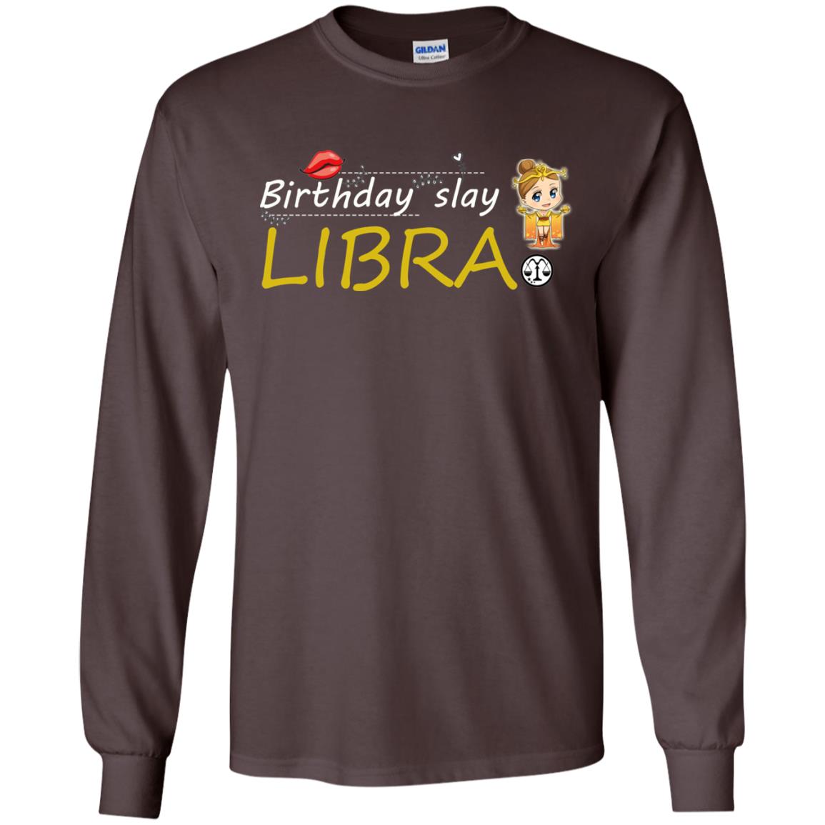 Cute Libra Girl Birthday Lip Slay T-shirt Dark Chocolate