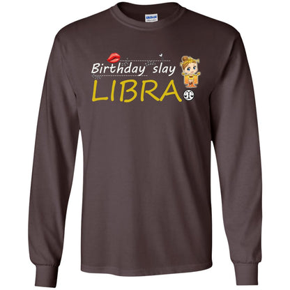 Cute Libra Girl Birthday Lip Slay T-shirt Dark Chocolate
