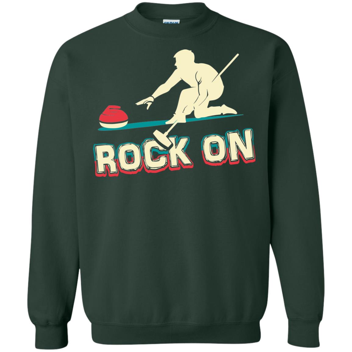 Curling Winter Lover T-shirt Rock On Curling Winter Sports Forest Green