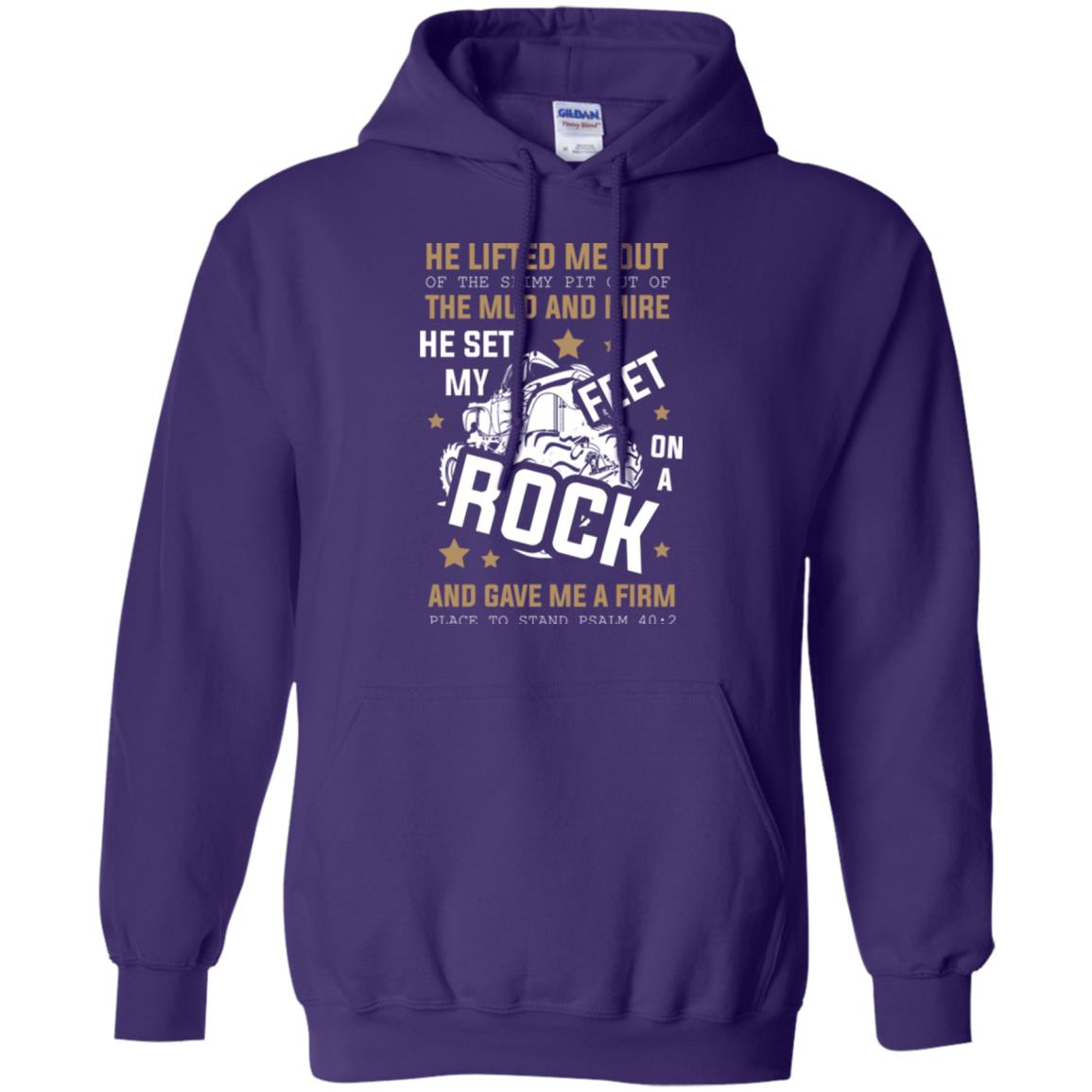Christian T-shirt He Lifted Me Out Of The Slimy Pit Out Of The Mud And Purple