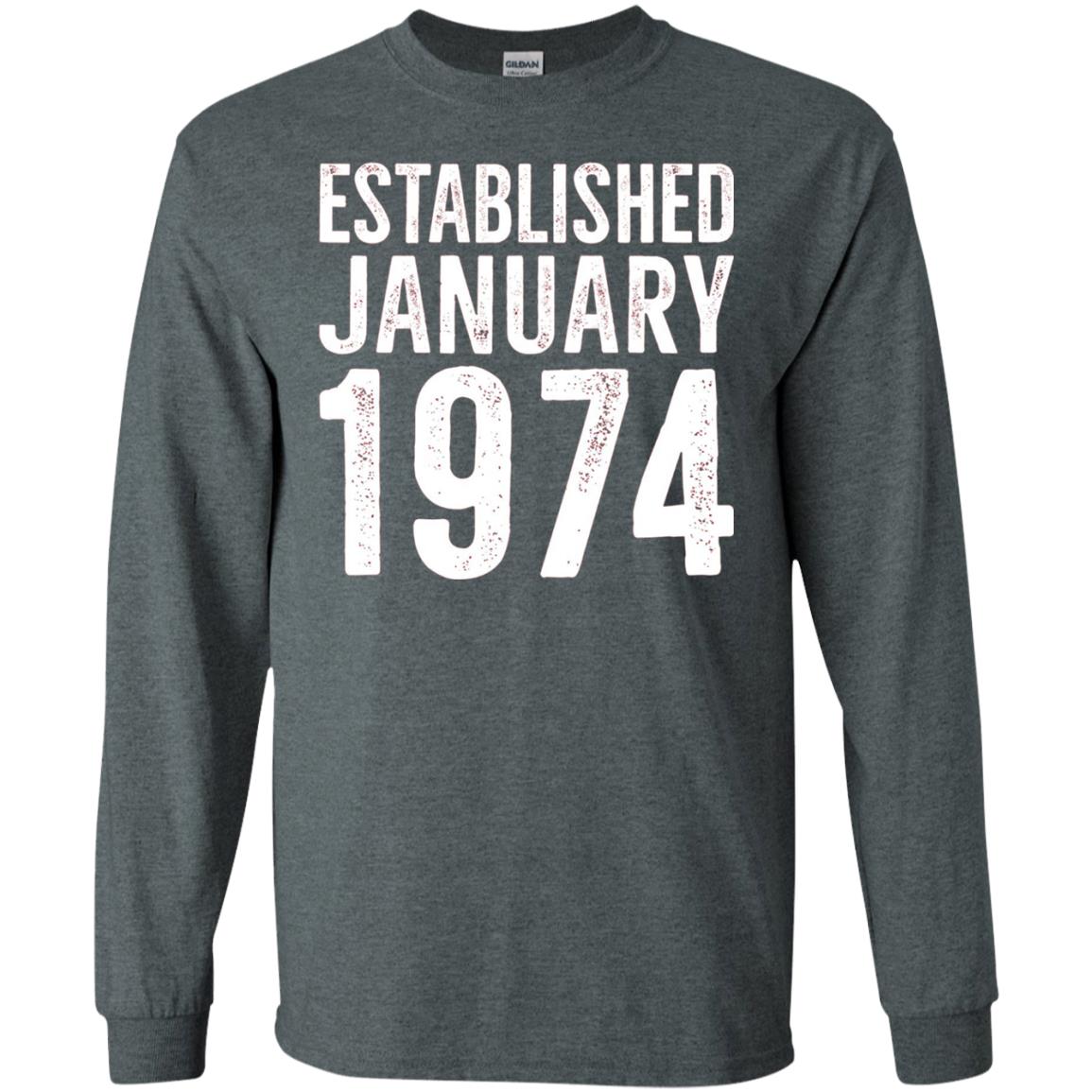 Established January 1974 43rd Birthday T-shirt Dark Heather