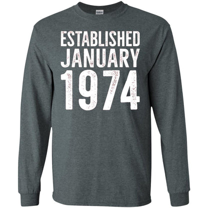 Established January 1974 43rd Birthday T-shirt Dark Heather
