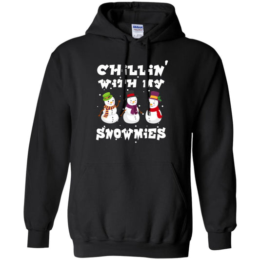 Chillin' With My Snowmie Snowman X-mas Gift Shirt For Mens Womens Kids Black