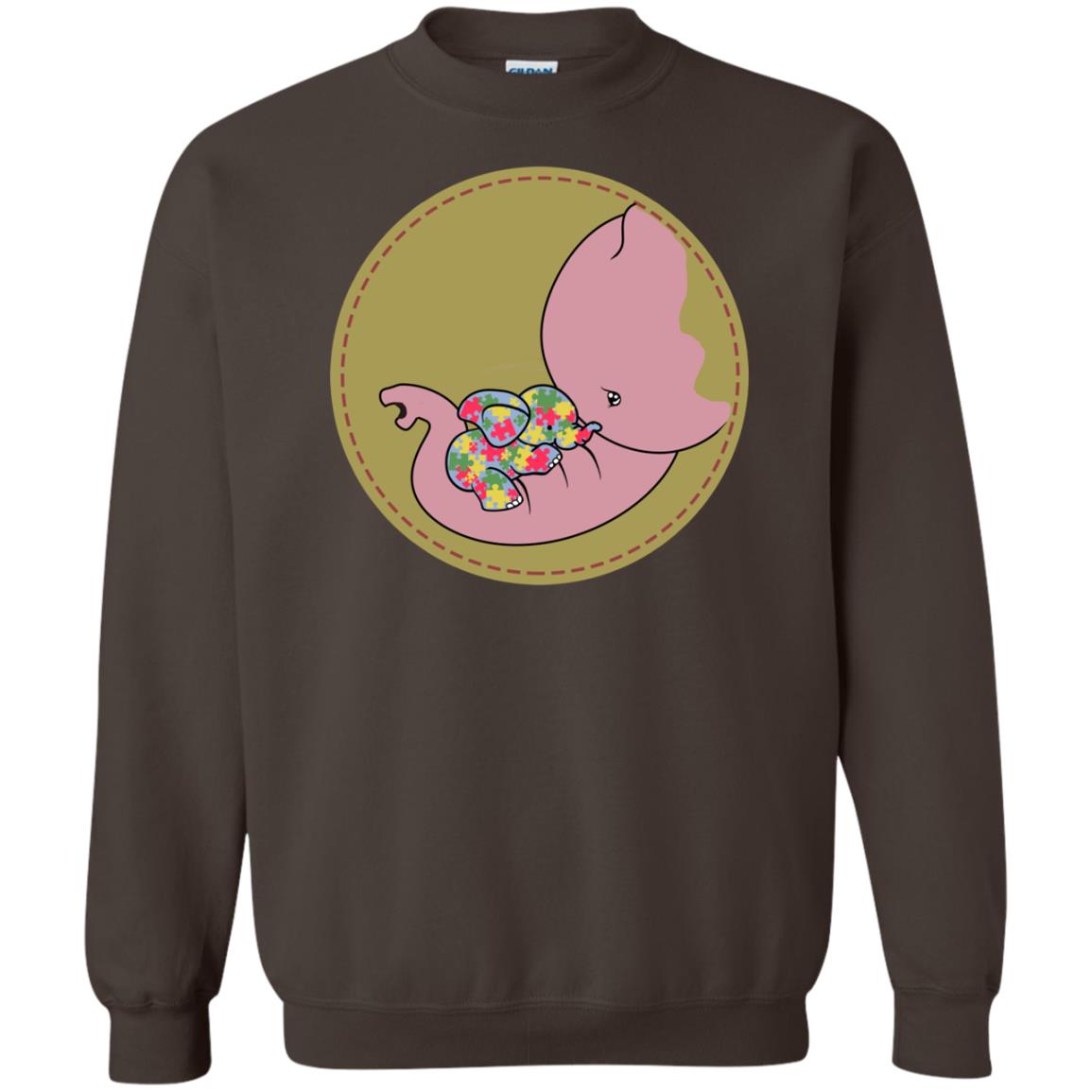 Elephant Mom And Baby Autism Awareness Shirt Dark Chocolate