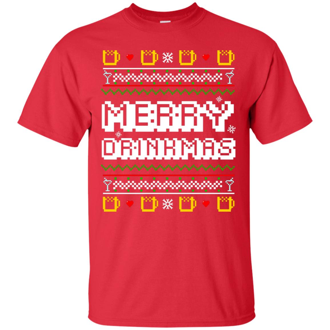 Merry Drinkmas X-mas Gift Shirt For Drinking Lovers Red