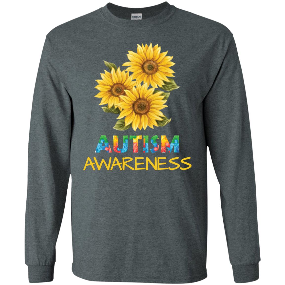 Autism Awareness Sunflower Shirt Dark Heather