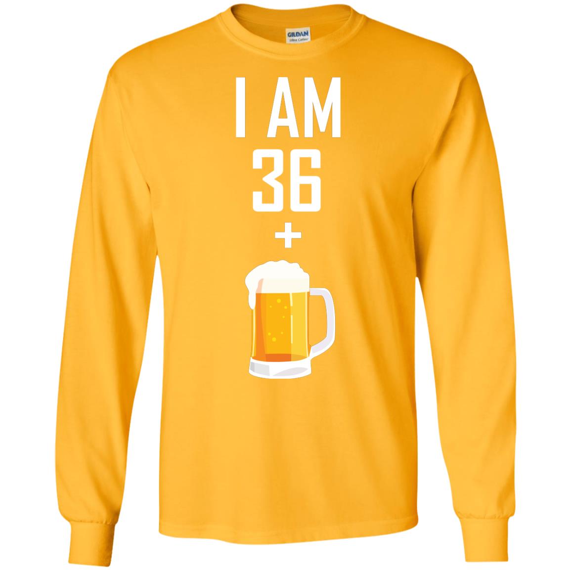I Am 36 Plus 1 Beer 37th Birthday T-shirt Gold
