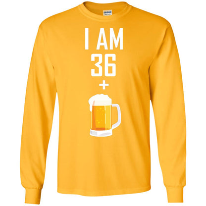 I Am 36 Plus 1 Beer 37th Birthday T-shirt Gold