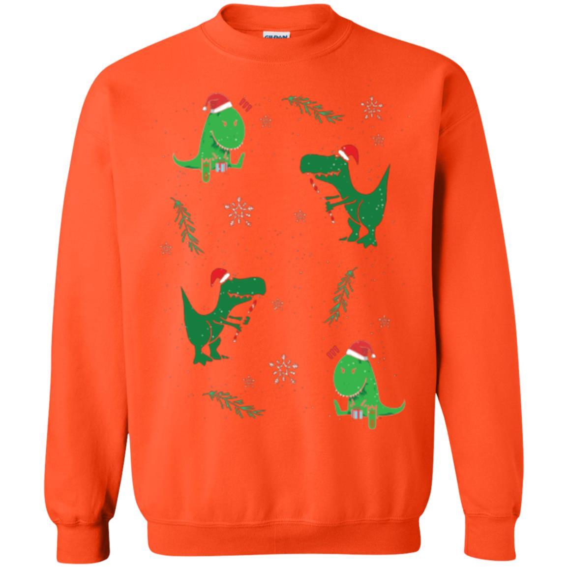 Funny Christmas T-shirt Merry Christmas Dinosaur Orange