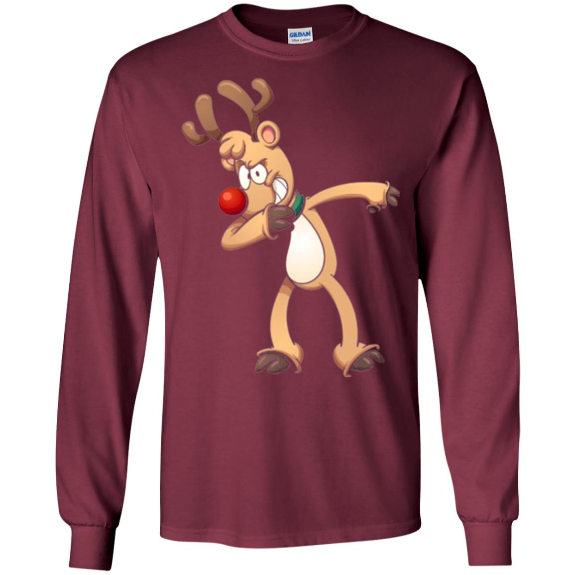 Christmas T-shirt Dabbing Reindeer Maroon