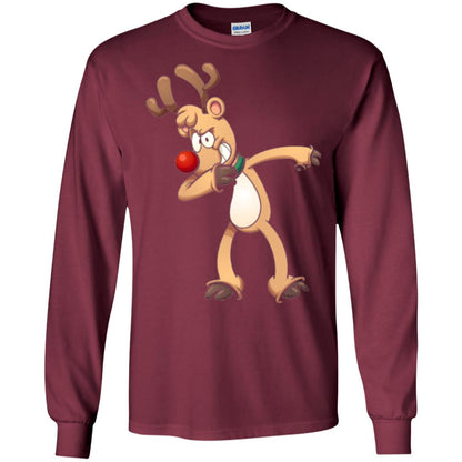 Christmas T-shirt Dabbing Reindeer Maroon