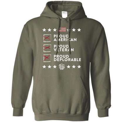 American T-shirt Proud American, Proud Veteran, Proud Deplorable Military Green