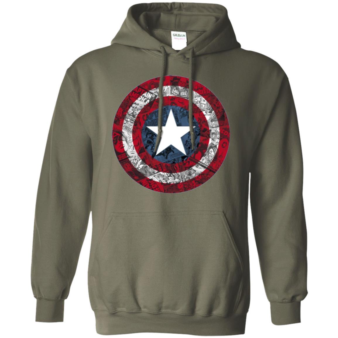 Film T-shirt Captain America Avengers Shield Comic Graphic Military Green