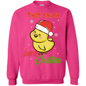 This Chicks Loves Christmas X-mas Gift ShirtG180 Gildan Crewneck Pullover Sweatshirt 8 oz.