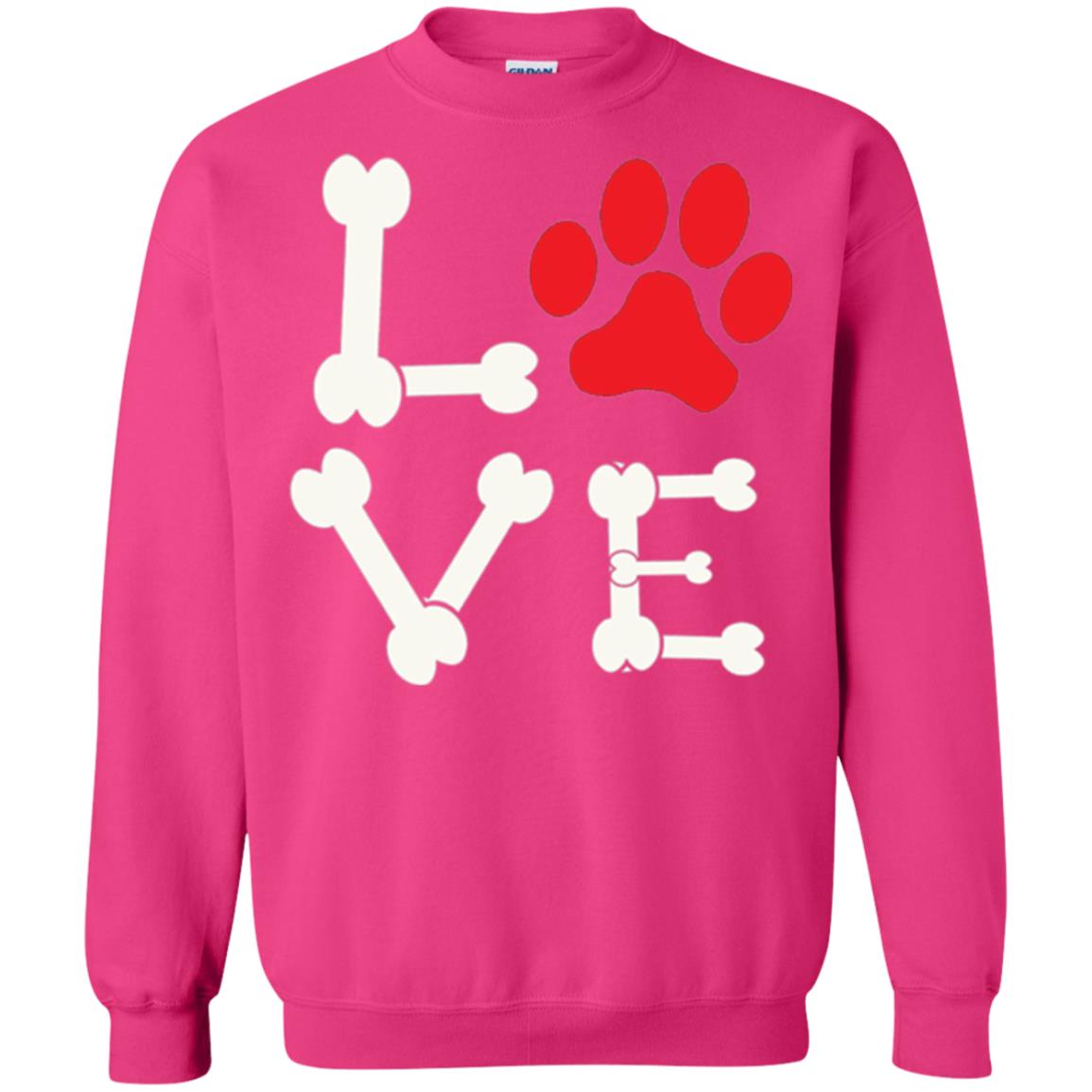Love My Dog Red Pawprint Dog Bones T-shirt Heliconia