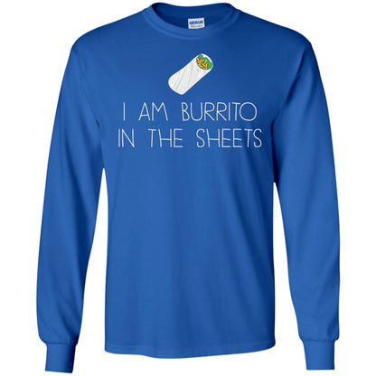 Burrito T-shirt I Am A Burrito In The Sheets Swaddling Royal