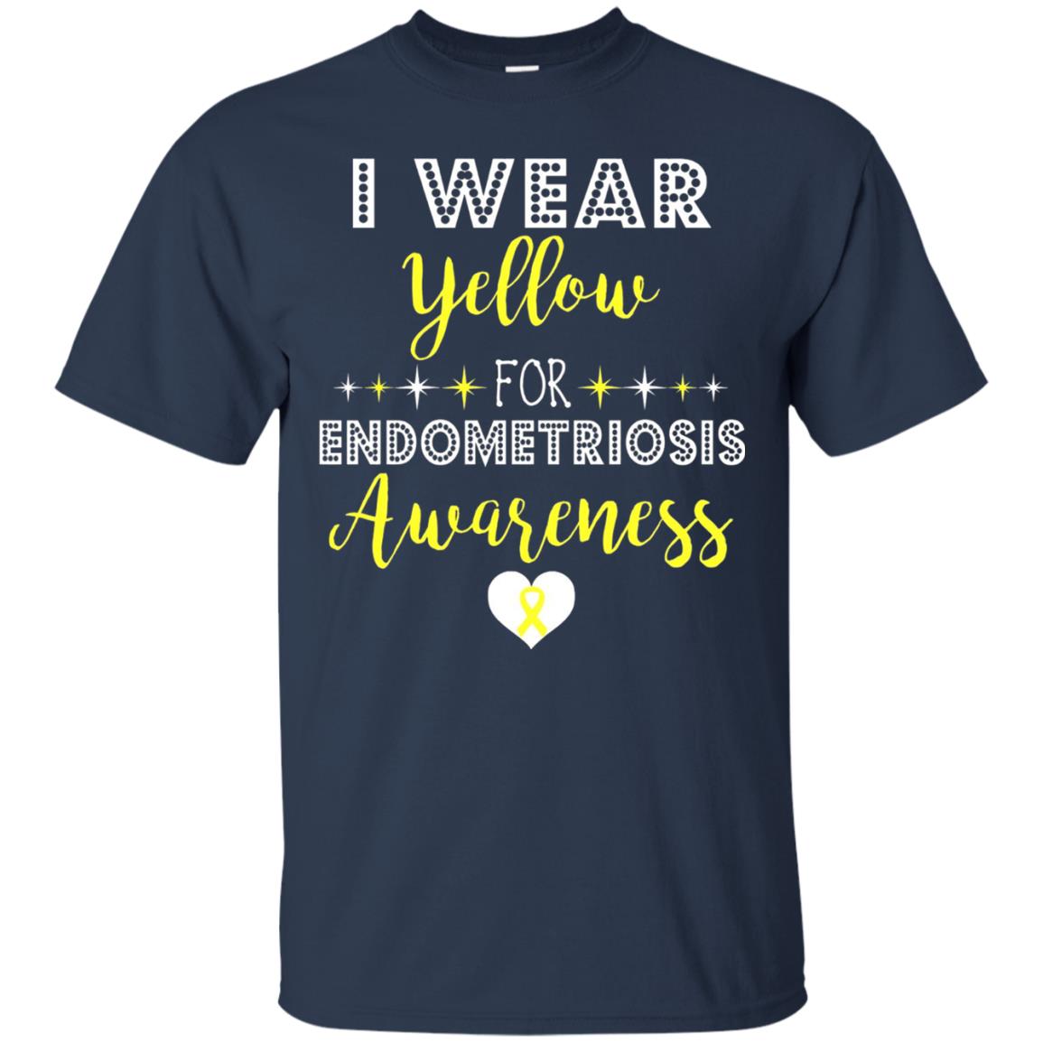 I Wear Yellow For Endometriosis Awareness Support Gift Shirt Navy