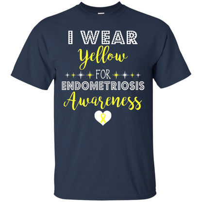 I Wear Yellow For Endometriosis Awareness Support Gift Shirt Navy
