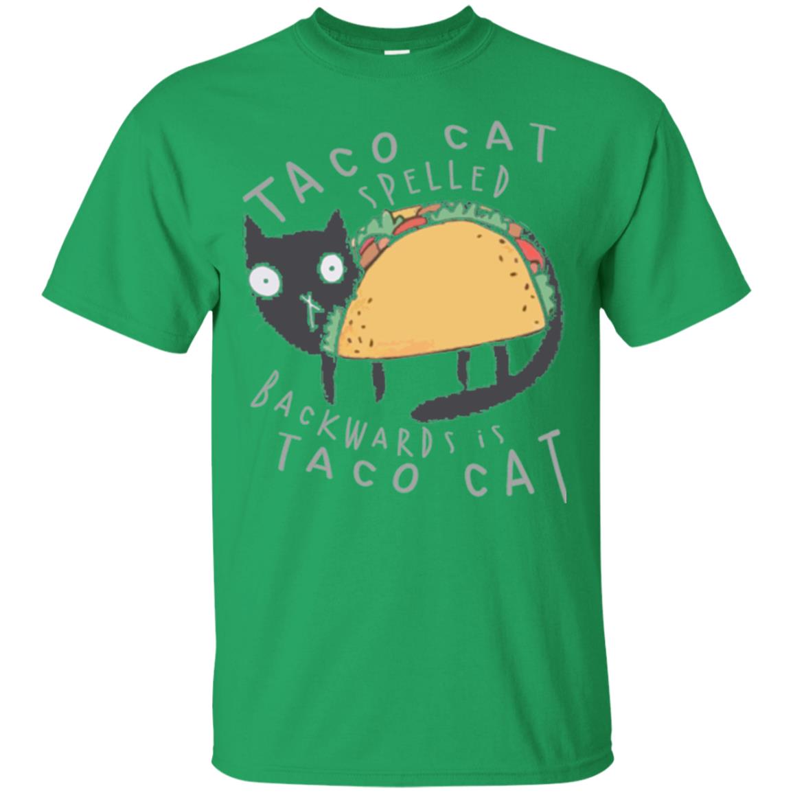 Cat Lovers T-shirt Taco Cat Spelled Backward Is Taco Cat Irish Green